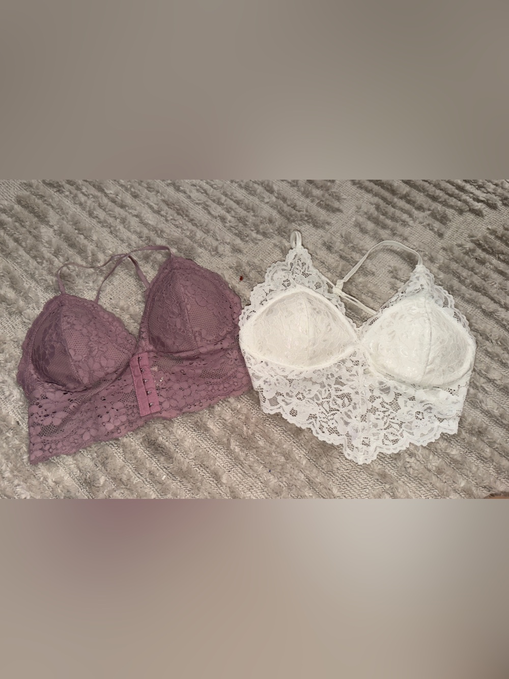 Bozzolo Lace Bralette Set — Mauve & White